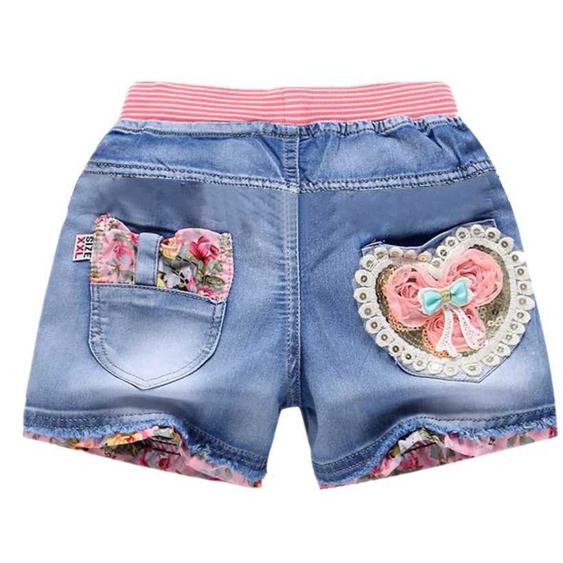 New Summer Kids Short Denim Shorts For Girls Fashion Girl Short Princess Jeans Children Pants Girls Shorts Flower Girls Clothing W241227