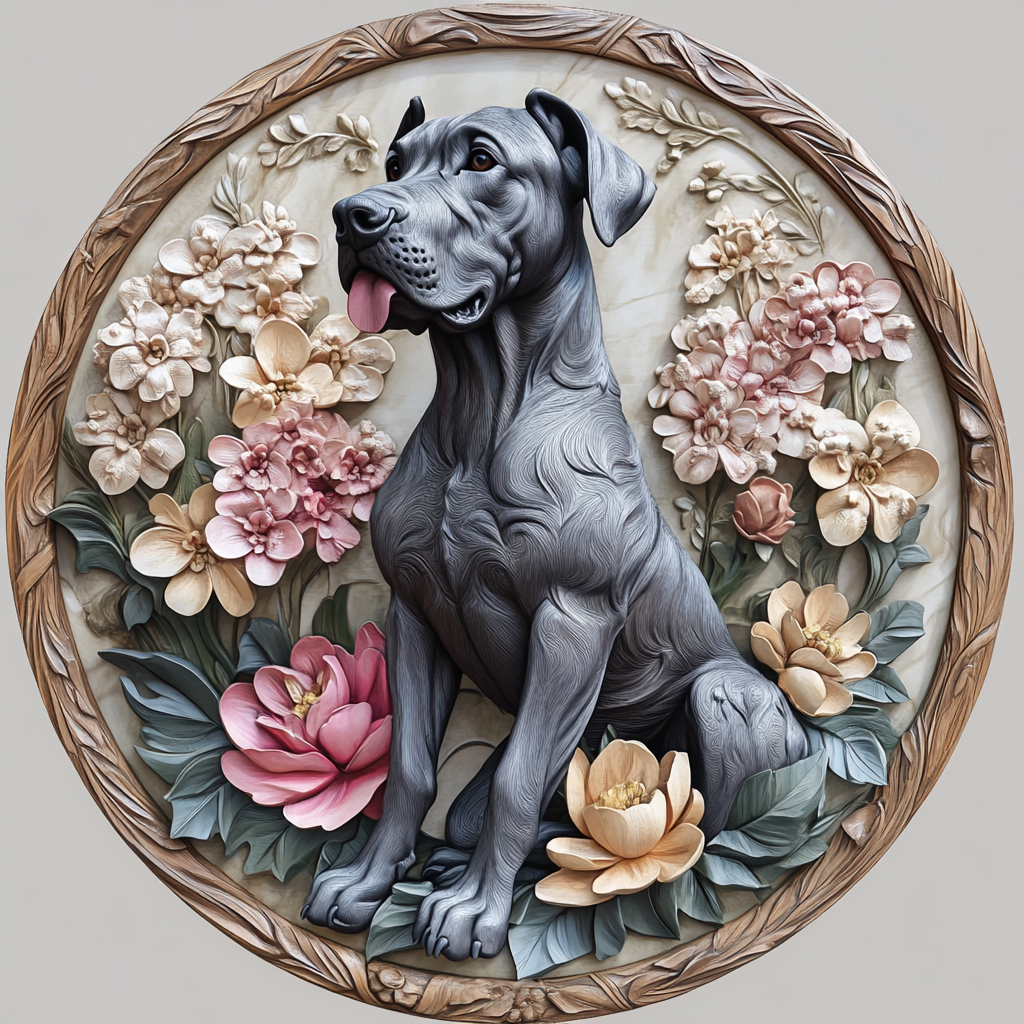 Personalized Great Dane Pet Ornaments - Custom Circular Aluminum Decorative Paintings & Souvenir Tombstones for Dogs & Cats