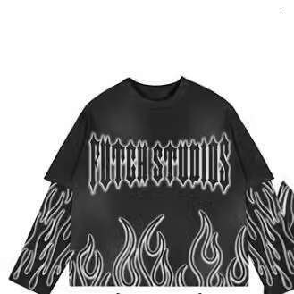 Flame Tide hoodie men's and women's round neck loose letter