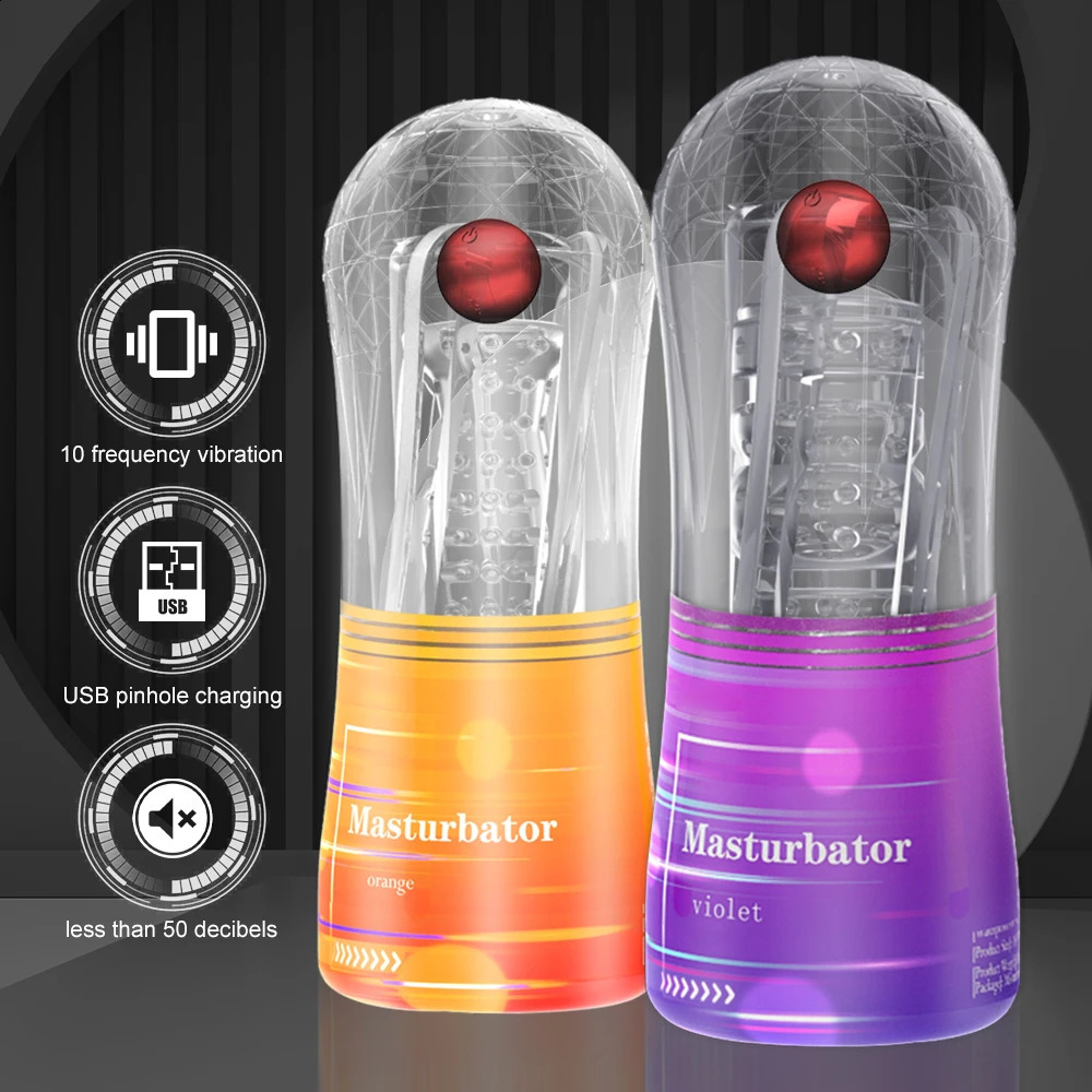 Silicone Masturbation Cup Penis Endurance Exercise Vibrating Male Masturbator Vagina Sex Toys For Men Adult Product w241226