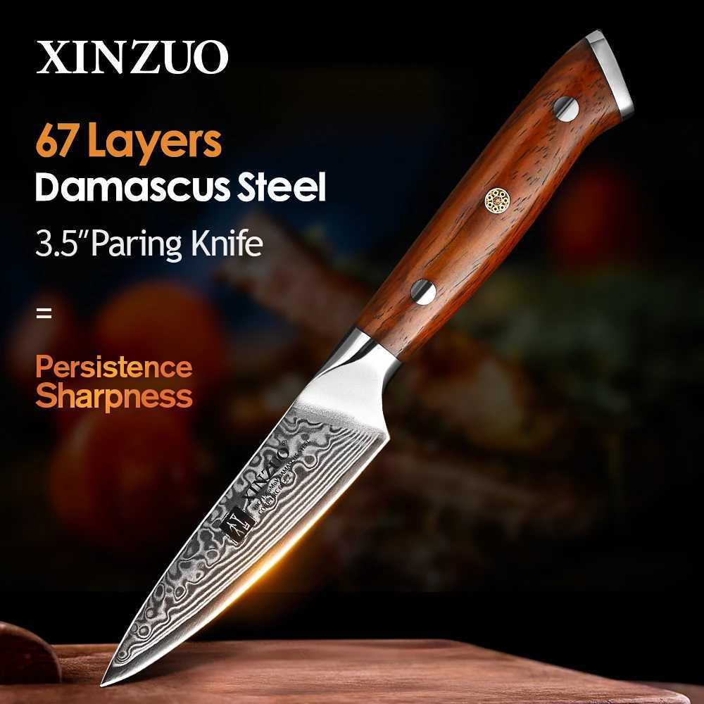 XINZUO brand 3.5-inch kitchen knife with large horse leather steel mahogany handle Japanese carving and peeling knife kitchen tool Y241227