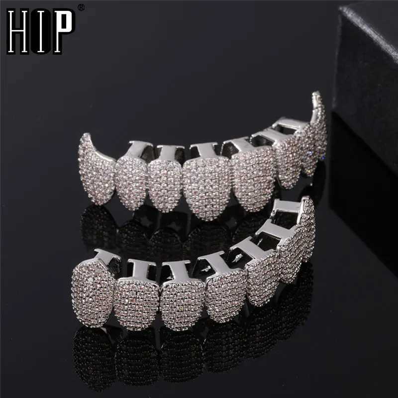 Hip Hop Full CZ Stones Heavy Teeth Grillz Cs Cubic Zircon and Out Micro Pave Top Bottom Charm Grills For Men Women Jewelry W241227