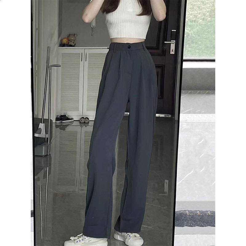 Wide leg pants women autumn winter high waist drop mop thin straight trousers casual small suit pants advanced sense 241228
