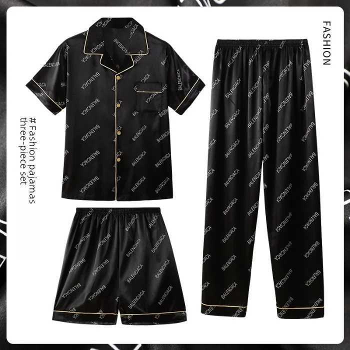 Summer Thin Casual Pyjama Set For Men Simplecasual Youth Plus Sizes Short Sleeves Loose-fit HomewearXJ241227