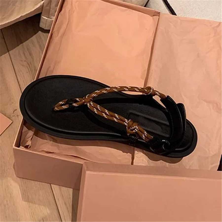 High Quality Rope Women Sandals Ladies Casual Flat Shoes Summer Beach Flats Womens Sandals New Holiday VaCATion Flip Flops T241227