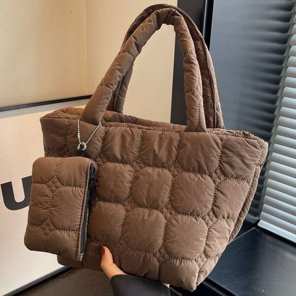 Korean Casual Down Jacket Autumn And Winter New Space Cotton Tote For Women's Hand-Held Single Shoulder Bag Trendy
