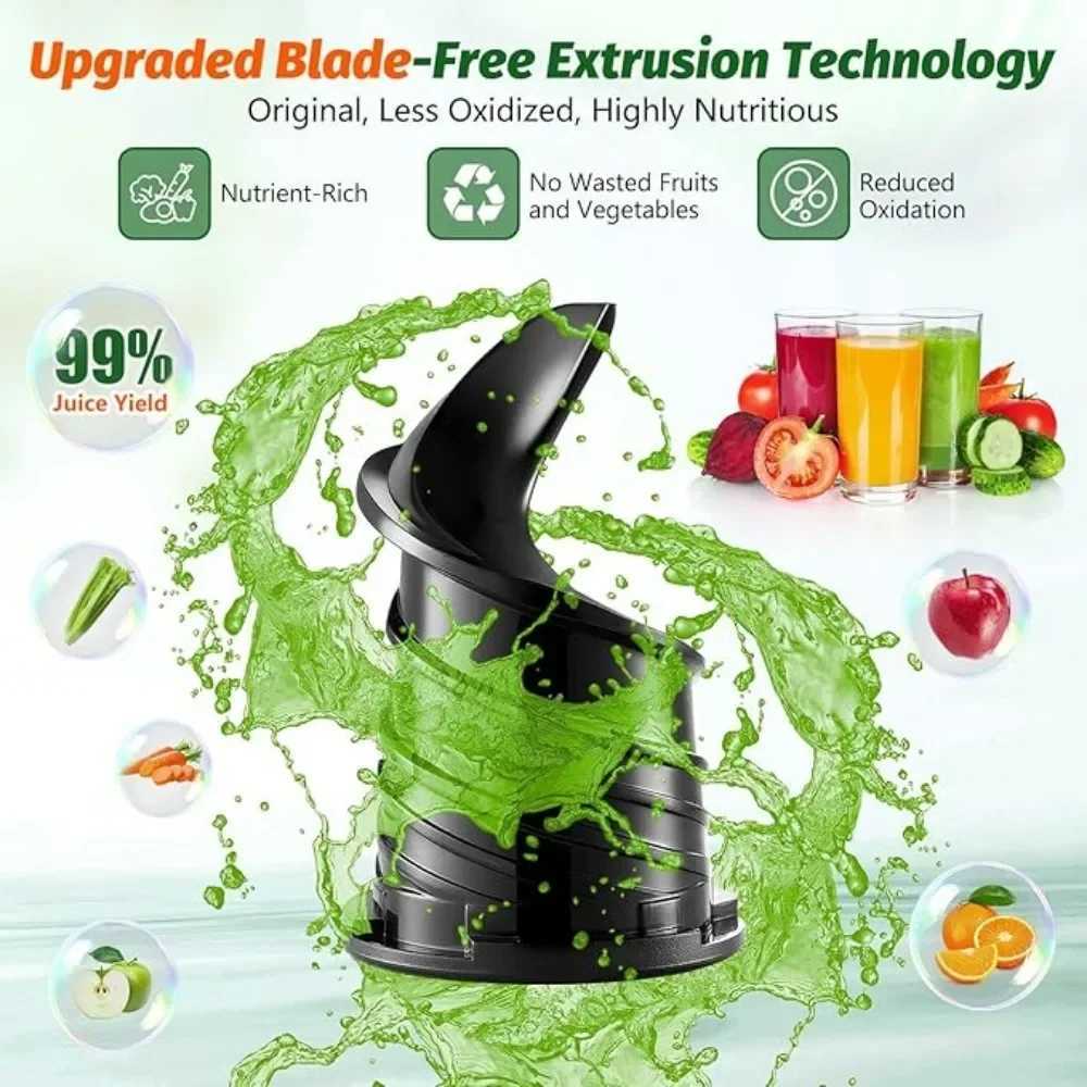 Cold Press Juicer with Blade-less Slow Masticating Juicer Machines 5.3 350W Juice Extractor Machine Easy To Clean JuicerXJ241227