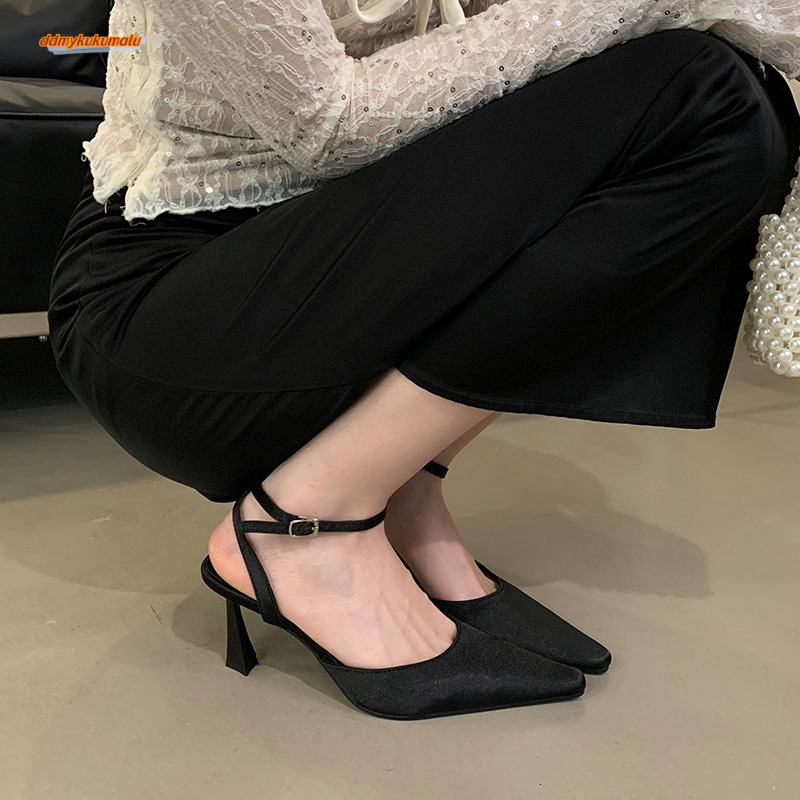 2025 Spring/Summer New Fashionable Pointed Back Air Sandals, Sister Style Solid Color Shoes, High Heels Women's Shoes #69 ddmykukumalu