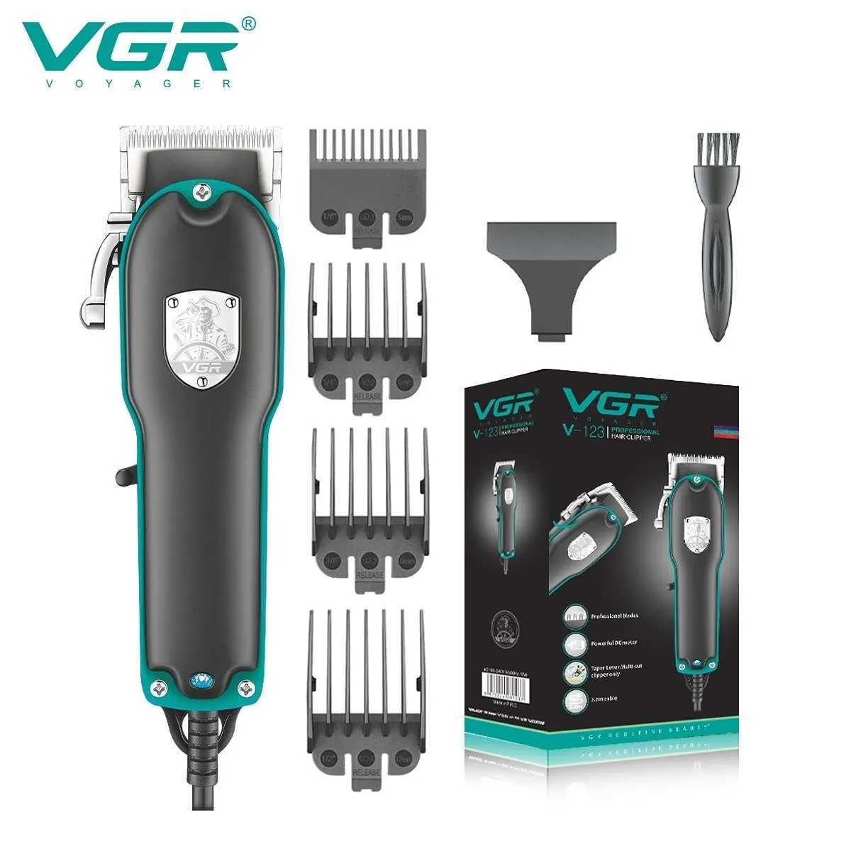 VGR Hair Clipper Professional Hair Cutting Machine Electric Wired Hair Clipper Adjustable Trimmer for Men V 123 W241227