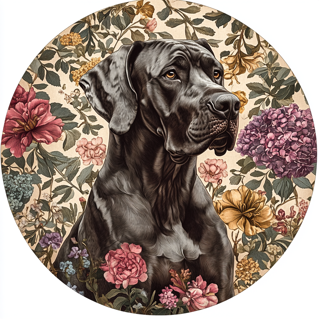 Personalized Great Dane Pet Ornaments - Custom Circular Aluminum Decorative Paintings & Souvenir Tombstones for Dogs & Cats
