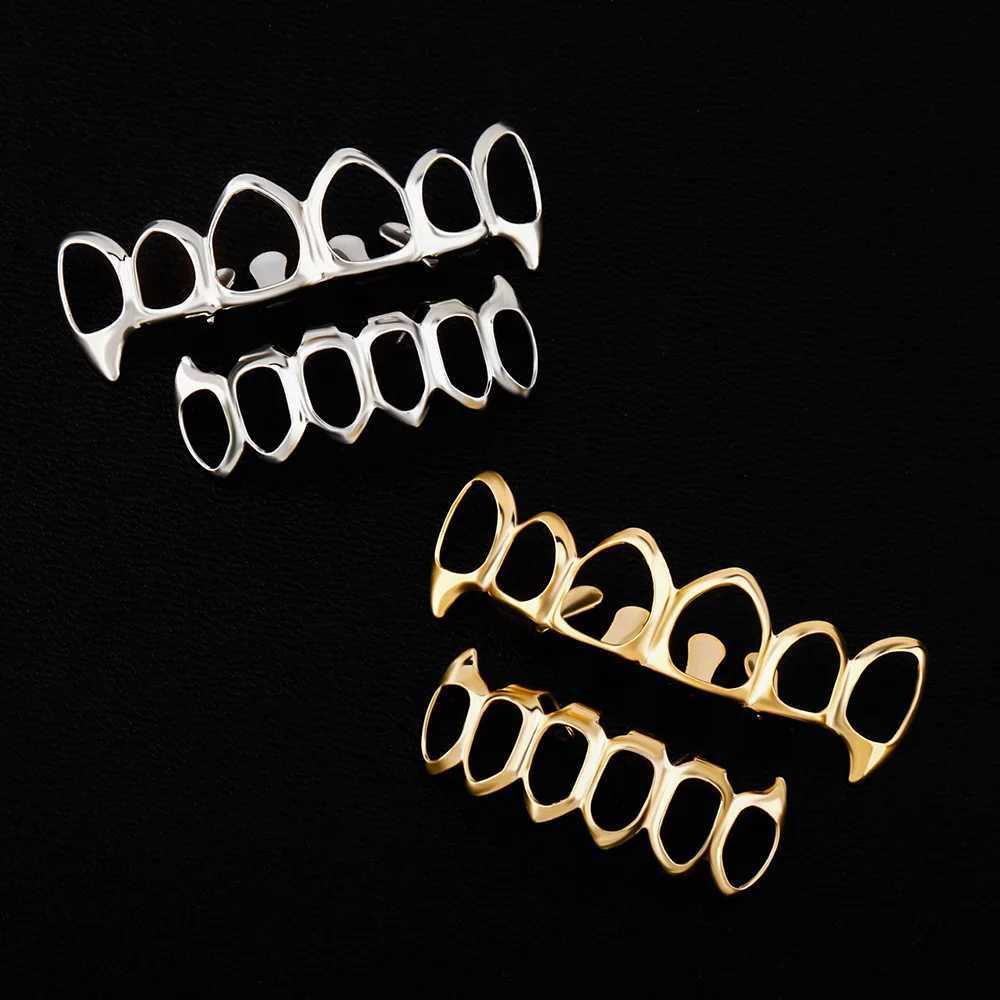 RACHELZ 2024 Hip Hop Top Bottom Full Hollow Teeth Grillz Classic Tooth Cs For Women Men Rper Bo Jewelry W241227