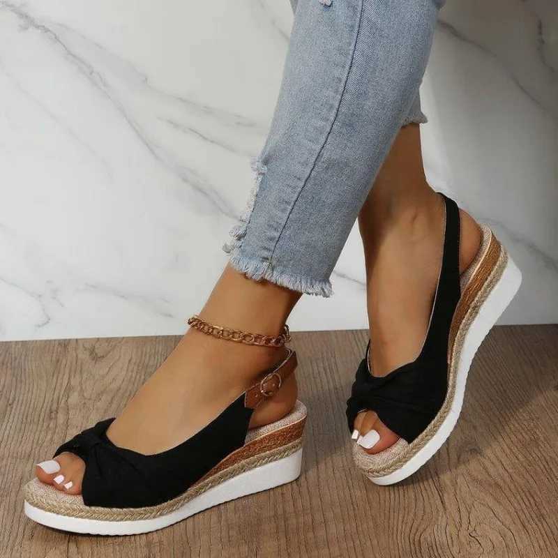 High Quality Women Fashion Sandals Open Toe Casual Wedge Platform Shoe Soft Sole Light Work Shoes Large Size Flat Comfortable Beach Shoe T241227