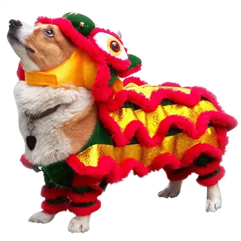 Funny Dog Clothes Years Pet Chinese Costume Dragon Dance Lion Dog Party Lion Dance Red Cosplay Festive Lucky Cat Clothes 241225