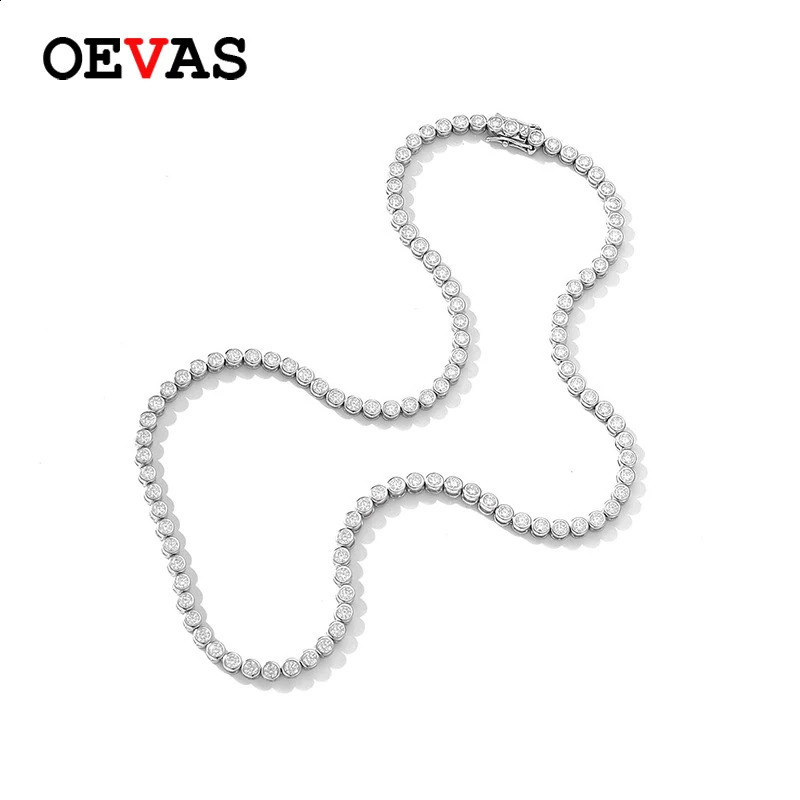 OEVAS 2MM 3MM Full Real Bubble Diamond Necklace For Women 100% 925 Sterling Silver Sparkling Wedding Fine Jewelry 241226