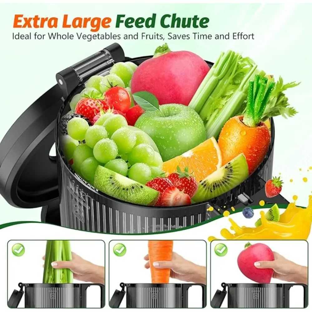 Cold Press Juicer with Blade-less Slow Masticating Juicer Machines 5.3 350W Juice Extractor Machine Easy To Clean JuicerXJ241227