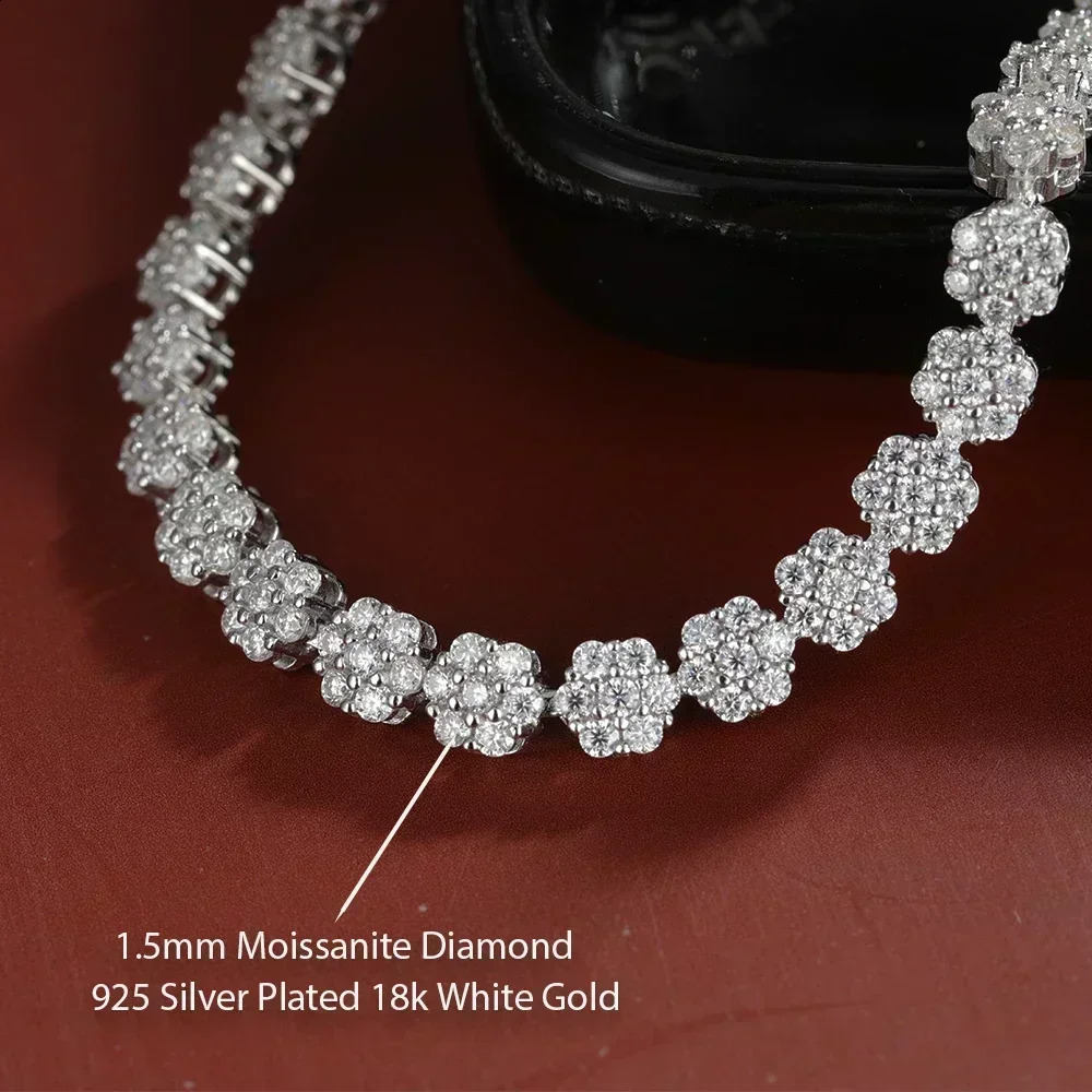 Flower Tennis Necklaces Bracelets for Women 925 Sterling Silver Full Diamond Neck Wrist Chain with Gra Certificate 241226