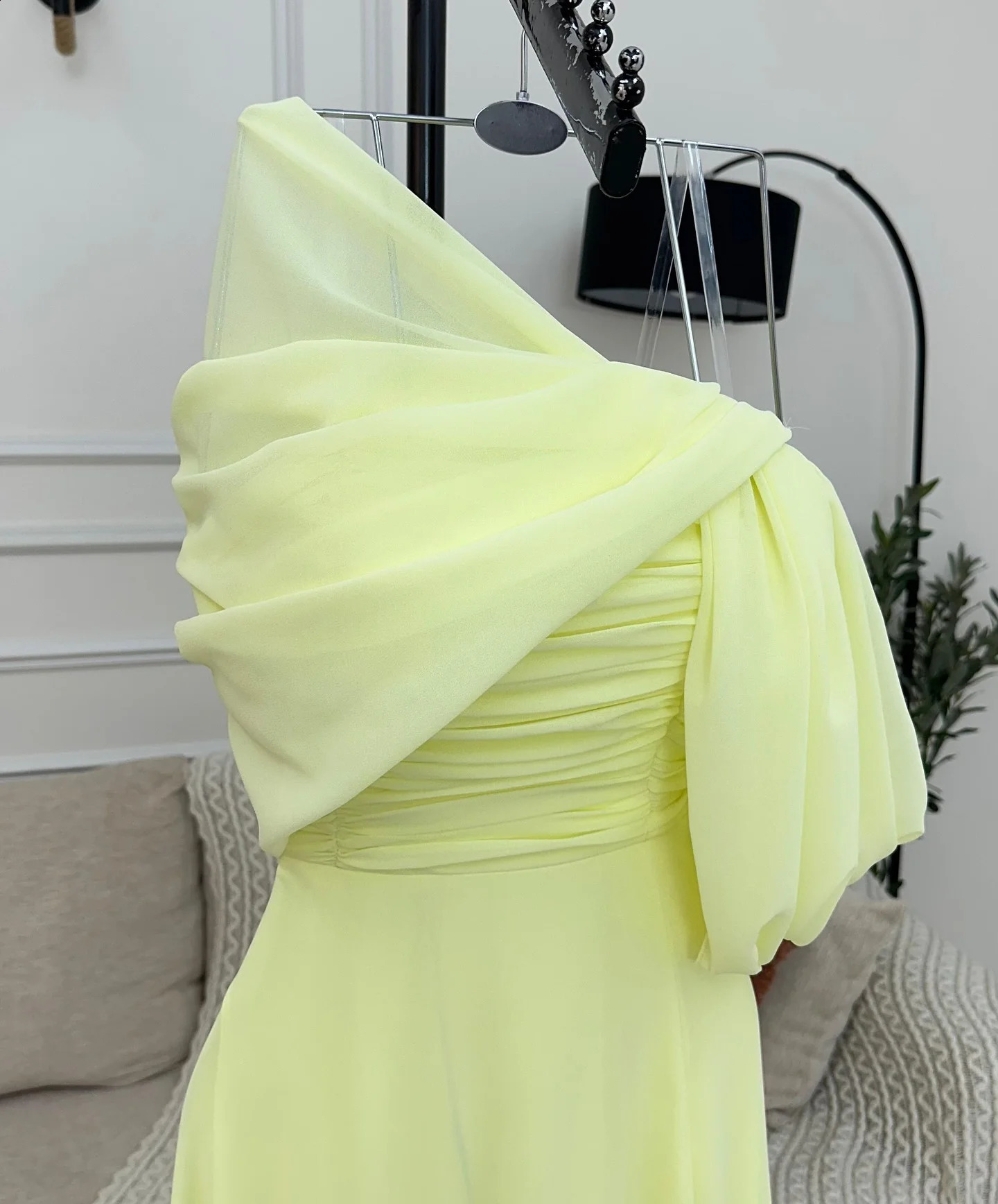 Adeli Saudi Sexy Yellow Prom Gown Women Pleated Chiffon Party Evening Dress Floor Length Formal Occasion Dresses 2025 Customized 241223