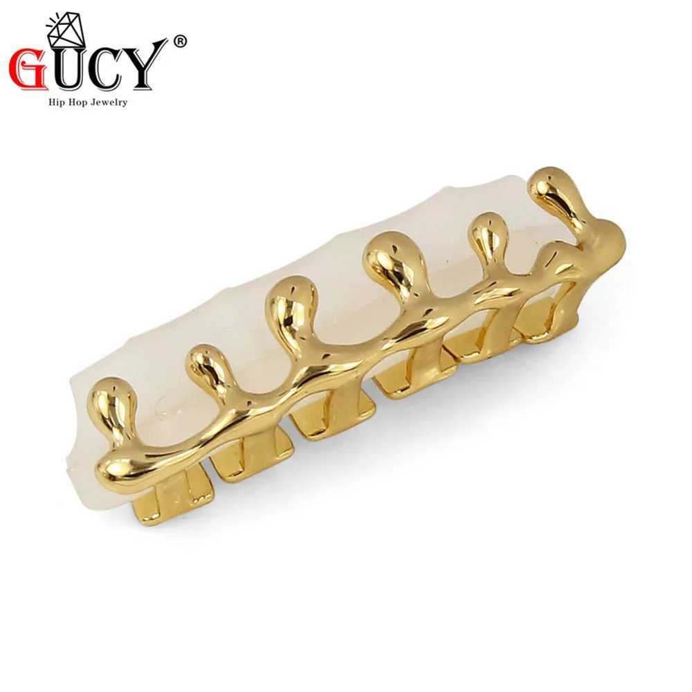 GUCY New Fit Gold Color Plated Hip Hop Teeth Grills Water Drip Grillz Cs Lower Bottom Tooth Grill Halloween Gift W241227