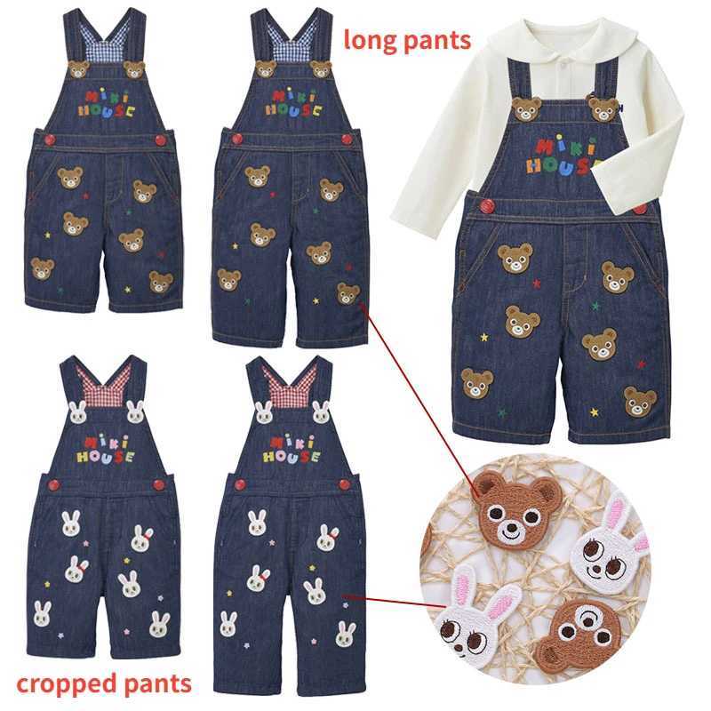 Boys casual pants girls overalls bear rabbit denim fabric belt pants Capris jeans childrens clothing Pantalones Roupa baby W241227