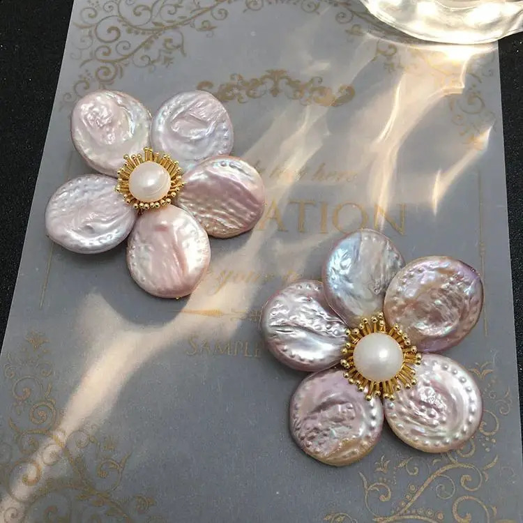 Minween Vintage Natural Baroque Pearl Brooches For Women Big Flower Brooch Jewelry Gifts 241227