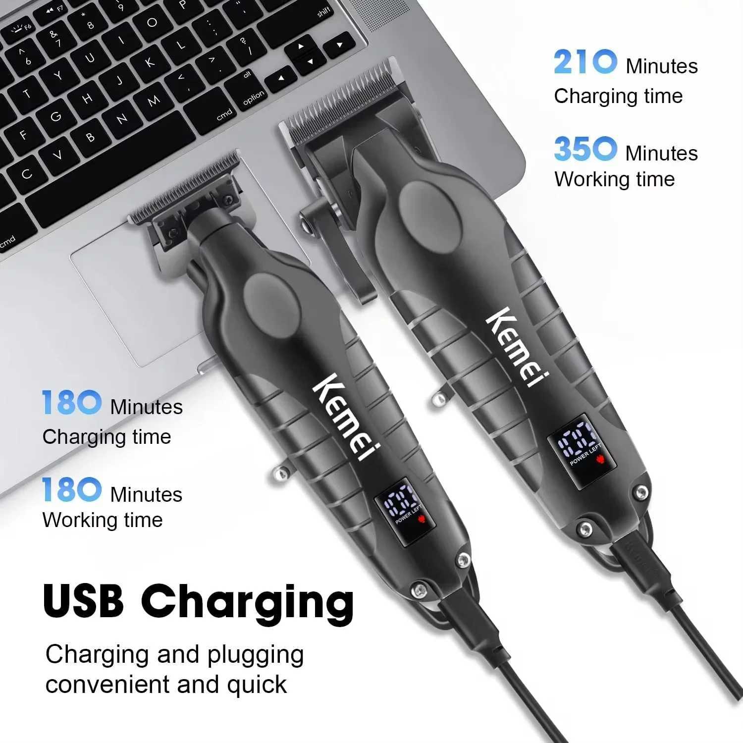 Kemei KM-2290 KM-2293 KM-T95 Professional Cutting Machine Electric Shaver Hair Trimmers with LCD Display Mens Hair Clippers W241227