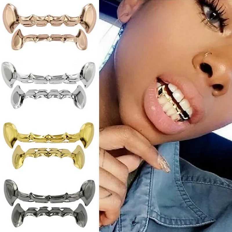 14K Gold Plated Teeth CsHip Hop Glossy Teeth Grillz Fangs Trend Decor For Women Men Jewelry Halloween Jewelry Gift W241227