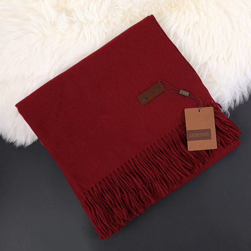 T038 scarf women autumn and winter new solid color cashmere scarf plus velvet thickened shawl scarf winter Korean version warm
