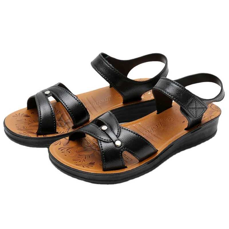 High Quality Womens Summer New Wedges Sandals Open Toe Flat Slip on Comfy Slippers Solid Color Soft Beach Sandals for Women Womens Sandals T241227