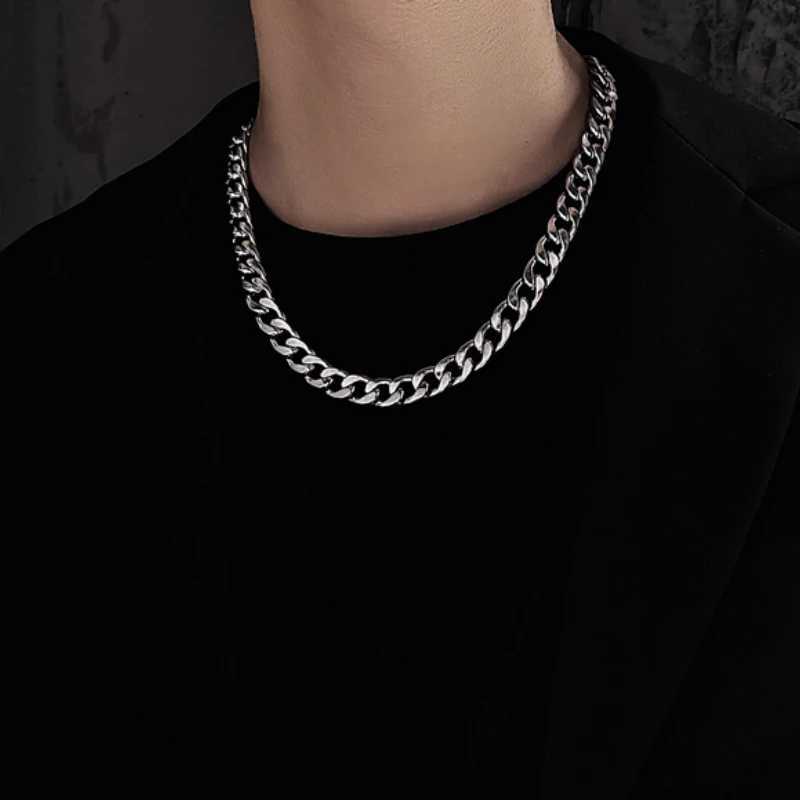 Stainl Steel Chain Necklace Long Hip Hop for Women Men on The Neck Fashion Jewelry Gift Accories Silver Color ChokerXJ241227