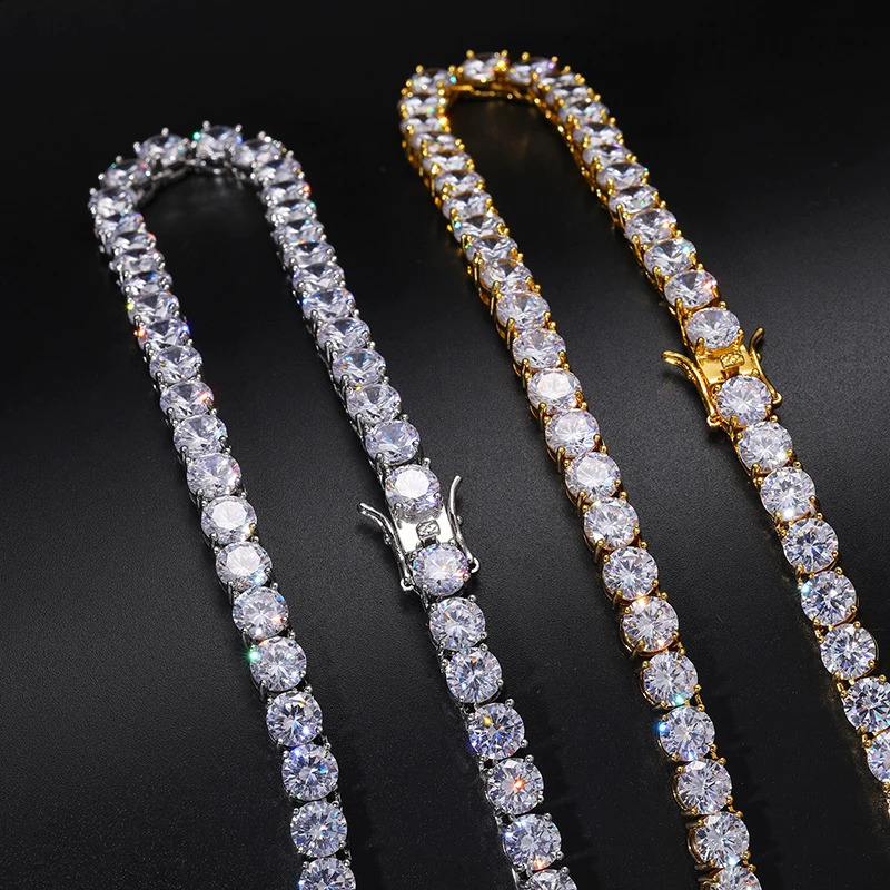 HighQuality VVS1 Tennis Necklace S925 Sterling Silver Diamond Necklaces For Men Women Pass Diamonds Test Iced Out 241226