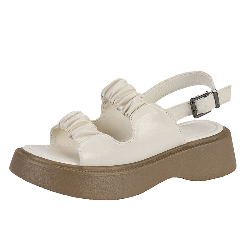 New Pleated Ddmywed One Line Sandals With Thick Soles Big Toe Buckle Beach Women S Chinese Brand Shoes F Ddmysaturn