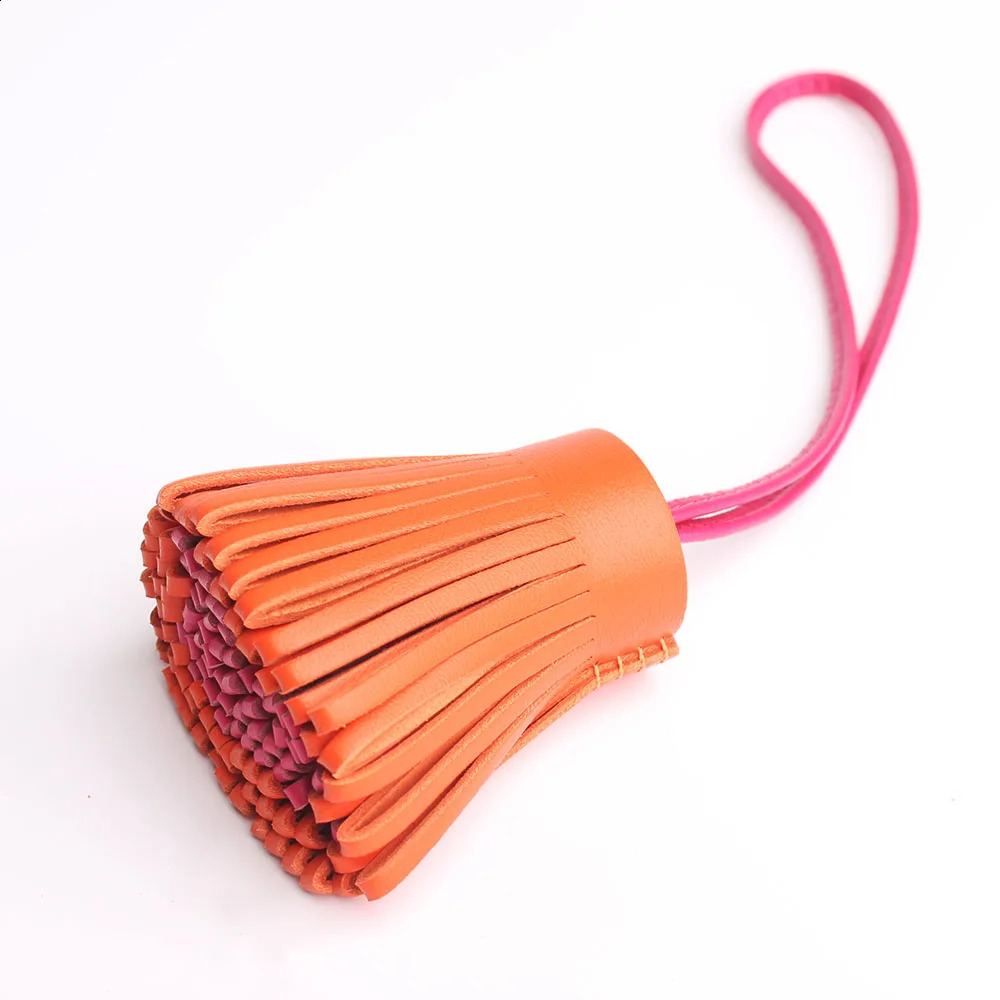 Cute Soft Genuine Lambskin Leather Tassel Keychain Pendant Key Chain For Women Bag Charms Girls Backpack Accessories Gifts 241227