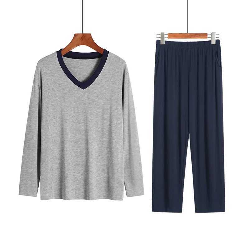 Autumn and Winter Modal Mens Pajamas Home Clothes Long Sleeved Long Pants Loose Casual Plus Size Pyjamas Men Sleepwear ClothesXJ241227