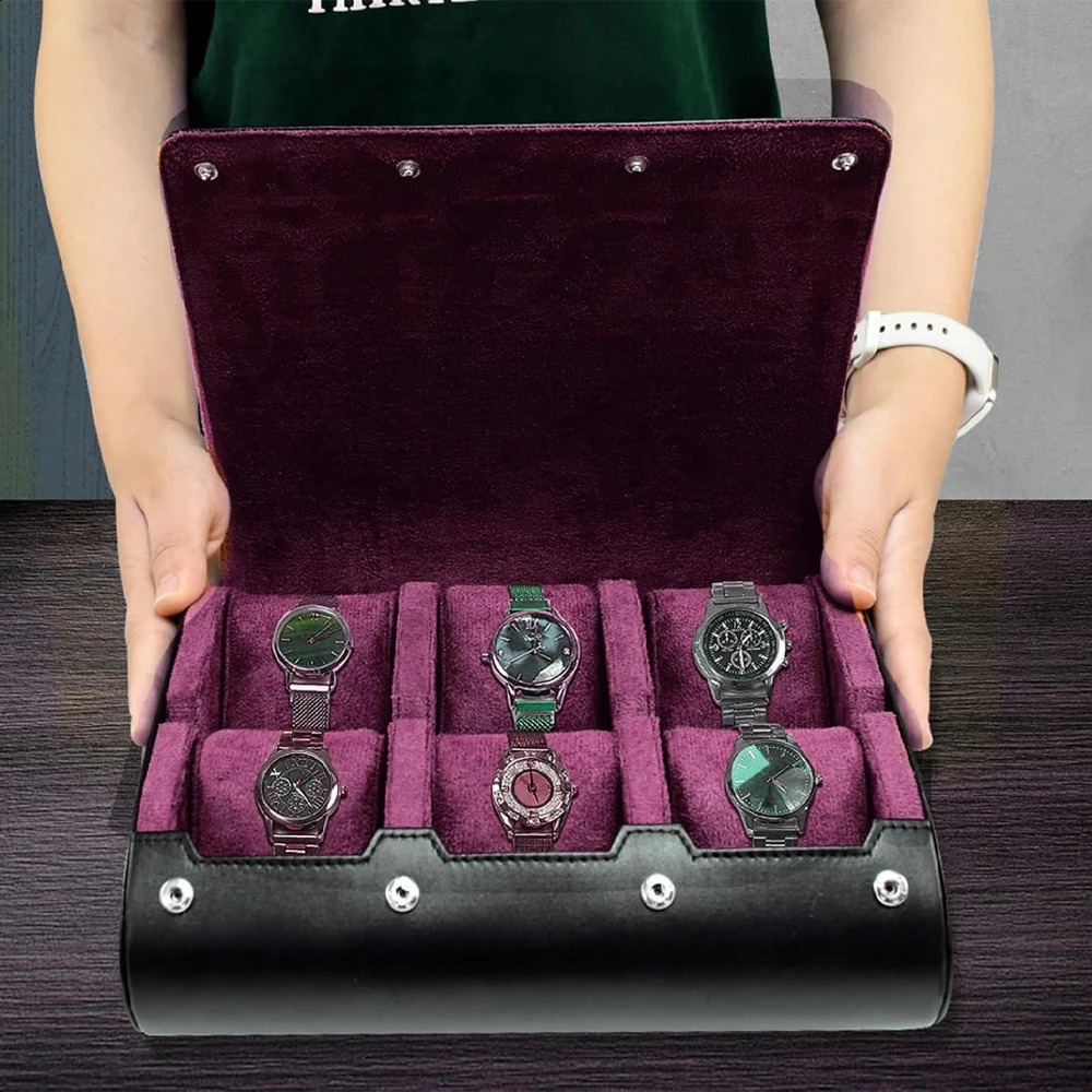 Watch Travel Case - for Men - for Women - Watch Roll Travel Case Organizer Display - Watch Case - 6 Slots Watch Box Organizer 241226