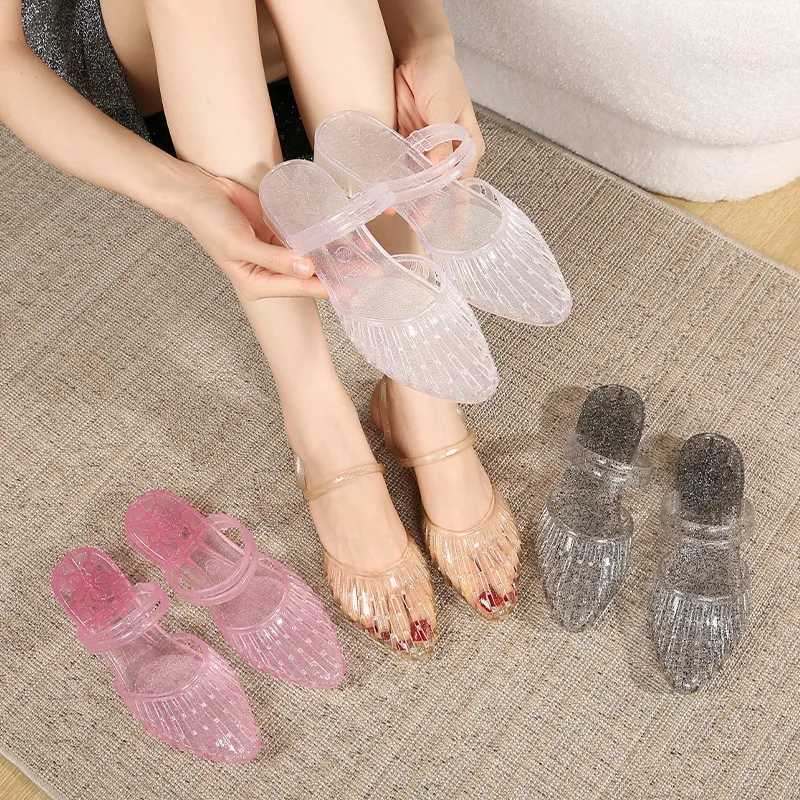 High Quality Fashion Womens Sandals Shoes Summer Breathable Casual Ladies Pointed Sandals Mom Transparent No-slips Slipper Lady Flips Flop T241227