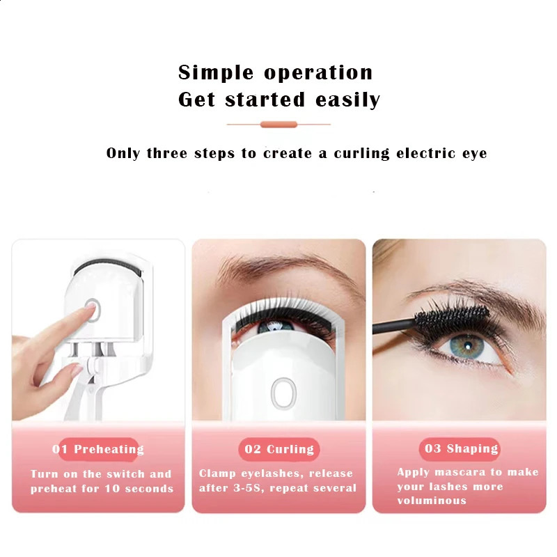 Portable Electric Heated Eyelash Curler Comb Eye Lash Long Lasting Eyelashes Curls Thermal Eyelash Curler Makeup Tools 241226ww