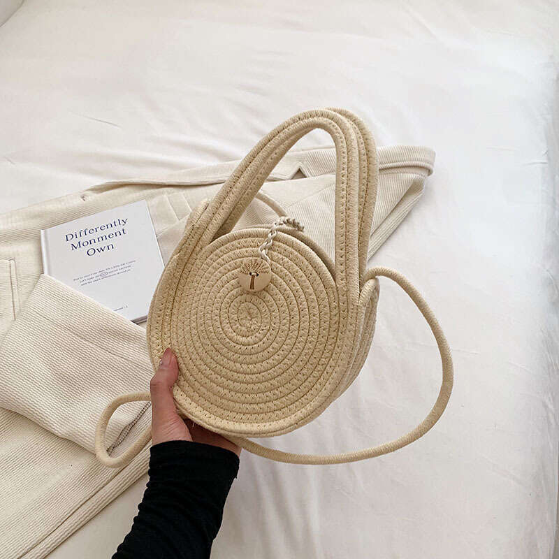 Beach Vacation Woven Women's Spring And Summer New Style, Hand-Held Small Round Bag, Casual Versatile Single Shoulder Crossbody Bag