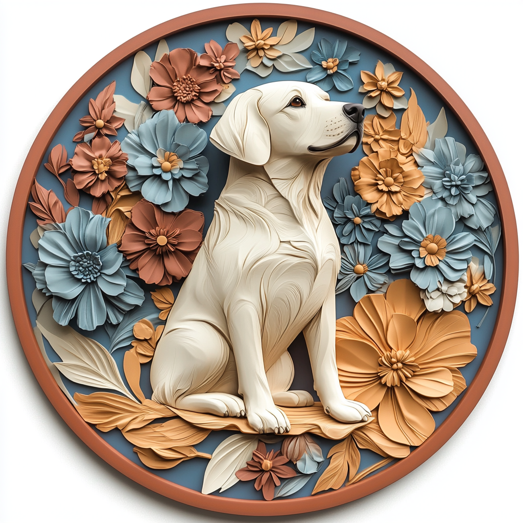 Custom Labrador Retriever Pet Ornament - Circular Aluminum Painting, Perfect Pet Souvenir Tombstone for Halloween Gifts