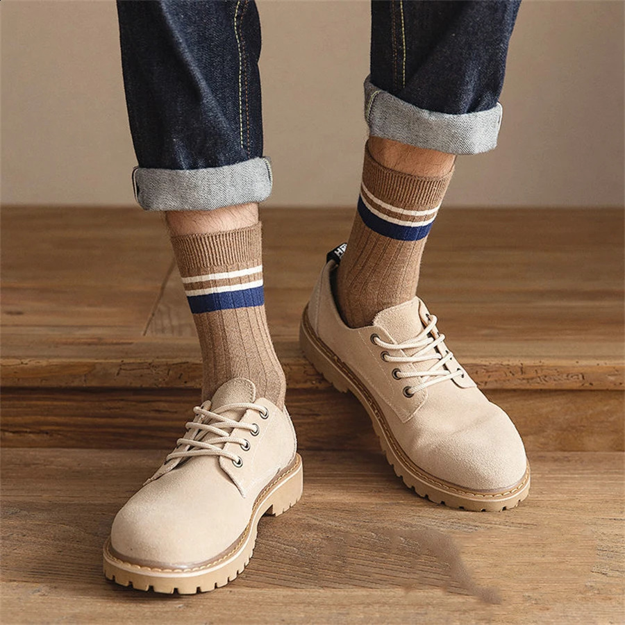 7 pairs of mens solid color long socks can be worn all year round with anti odor and sweat wicking patchwork striped 241227