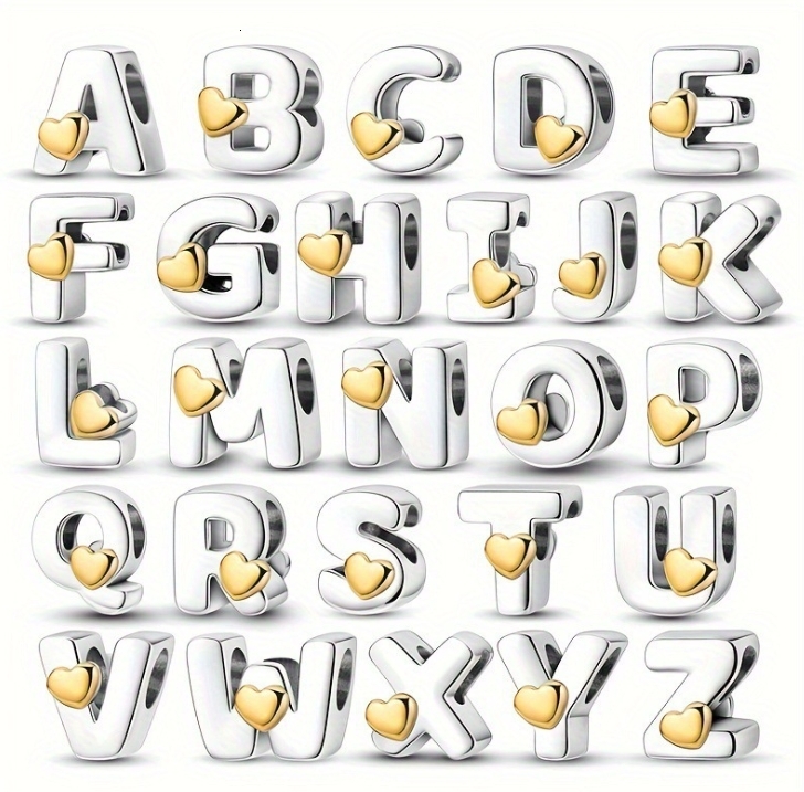 Silver Letter A-Z Alphabet Charm Name Beads Fit Original Pandora Bracelets Charms for Women DIY Pendant Making Jewelry