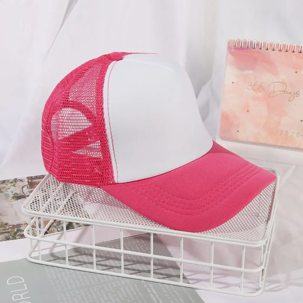 1PC Fashion Unisex Plain Baseball Cap Adjustable Trucker Flat Visor Cap Mesh Curved Men Women Casual Sun Summer Hat 241226