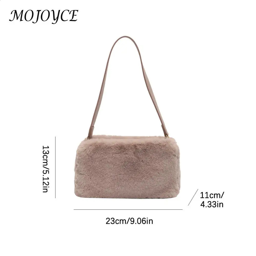 Women Plush Shoulder Bag Solid Color Underarm with Zipper Small Square Handbag Clutch Purse for Work Travel 241225