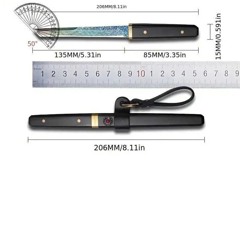 1 piece Damascus steel Tanto knife - mini Katana fixed blade for fruit slicing opening letters and displaying collections Y241227