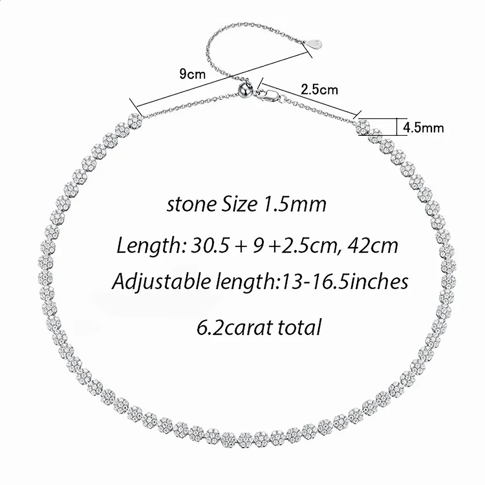 Flower Shape All Diamond Tennis NecklacesBracelets with Gra Certificate 925 Sterling Silver Fine Jewelry for Women 241226