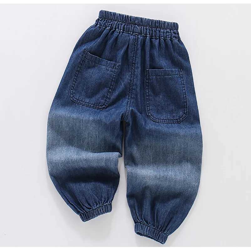 2024 Spring and Autumn Boys Versatile Fashion Gradient Letter M Jeans/Casual Pants 1-6 Years Old W241227