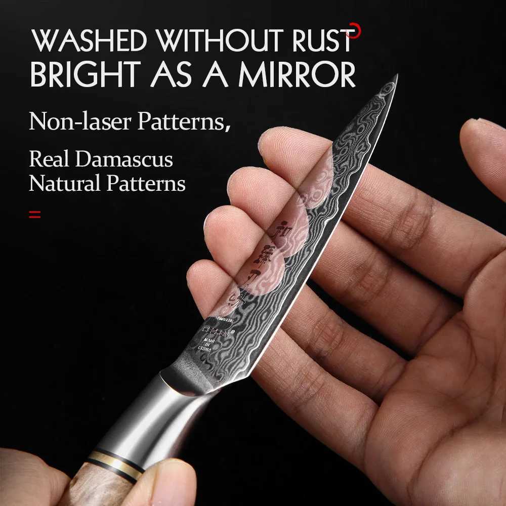 Henan 3.5-inch genuine 67 layer Damascus super steel cooking knife super rust proof sharp blade fruit kitchen knife Y241227