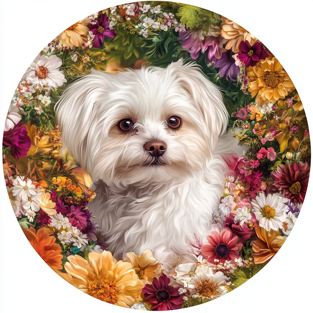 Customizable Maltese Dog Pet Ornaments - Circular Aluminum Decorative Paintings & Souvenir Tombstones for Use - Perfect Gifts