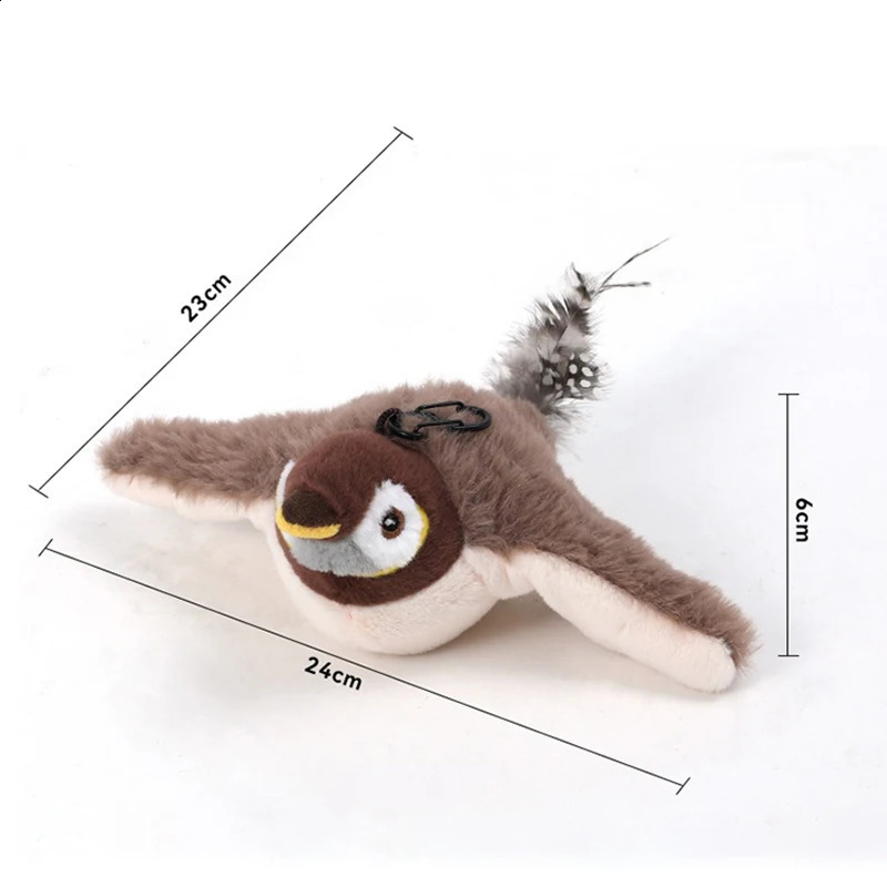 Interactive Cat Toys Rechargeable Flying Bird Cat Toy Chirping Flapping Birdno Flying Can Add Catnip Touch Activated Plush Toy 241224