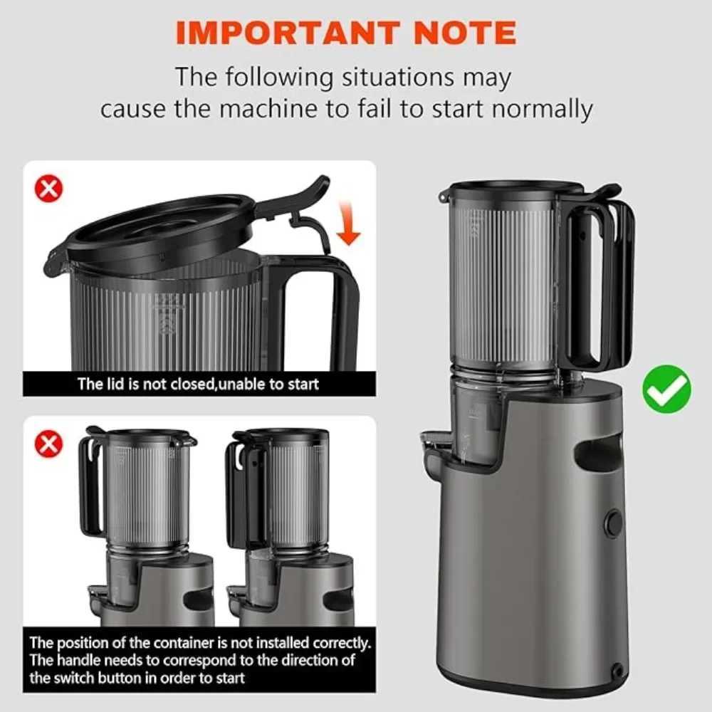 Cold Press Juicer with Blade-less Slow Masticating Juicer Machines 5.3 350W Juice Extractor Machine Easy To Clean JuicerXJ241227