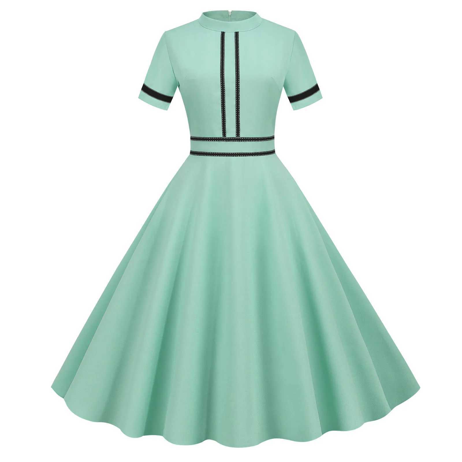 French retro solid dress womens summer retro 1950s and 1960s Pin Up Rockabily party dress womens vest dress X241226